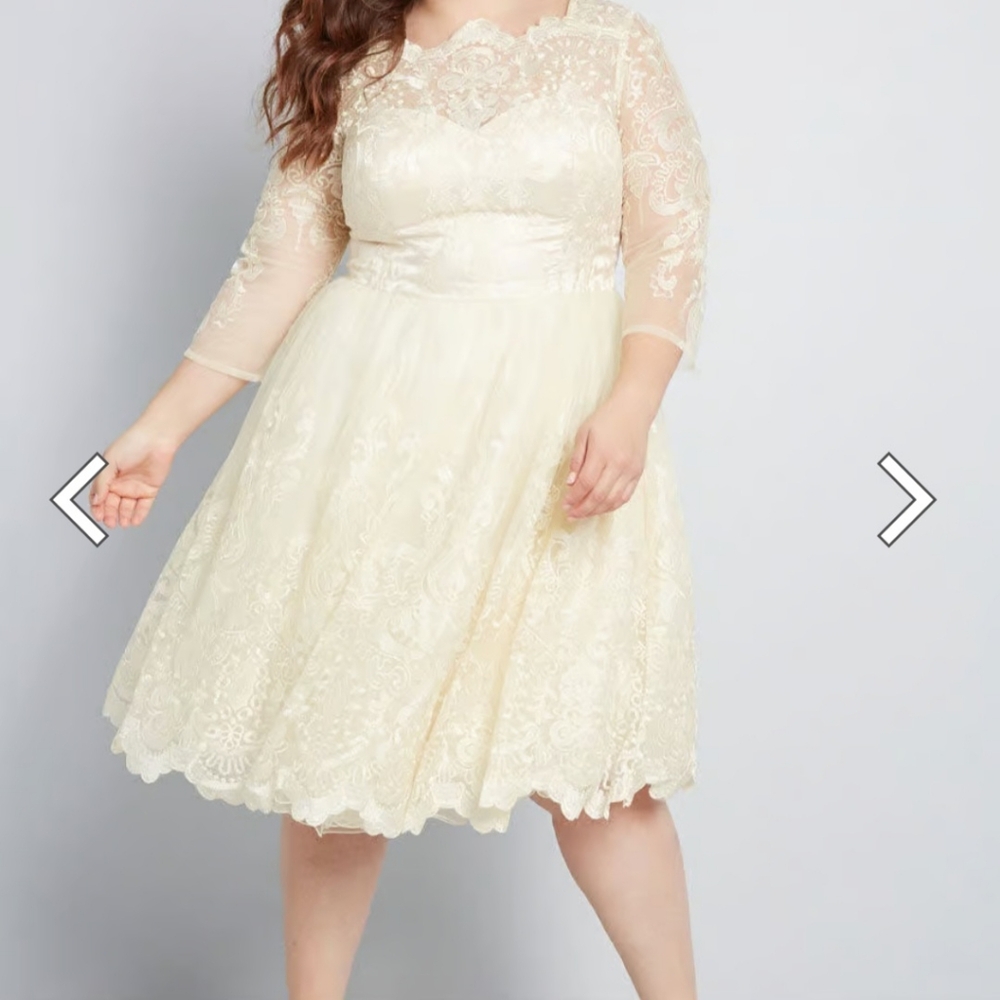 ModCloth Chi Chi London champagne Gilded Grace dress UK12